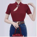 New Chinese Style Hollow-Out Cheongsam Top